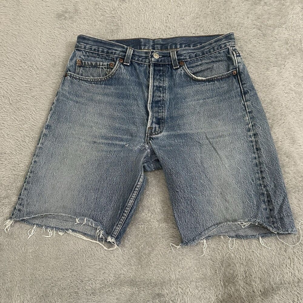 Vtg 80s Levis 501 Faded Distress Cutoff Jean Shorts 31 USA Grunge Biker Cowboy
